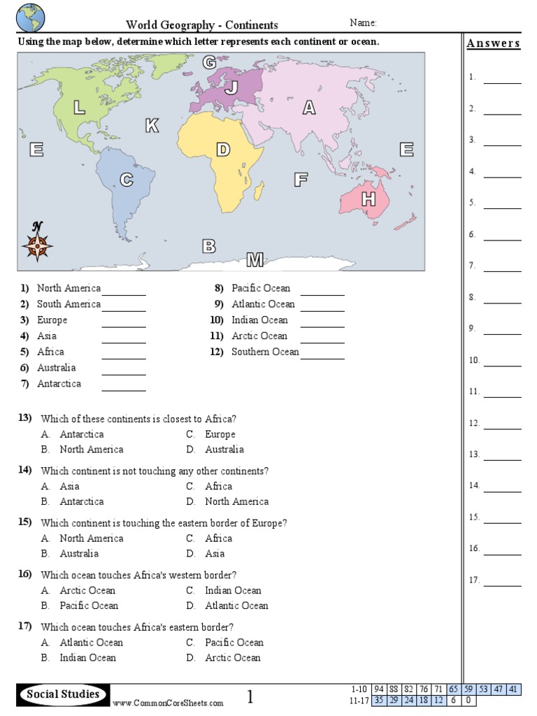 World Geography Continents Map Continents And Oceans Pdf | Pdf | Continent | North America