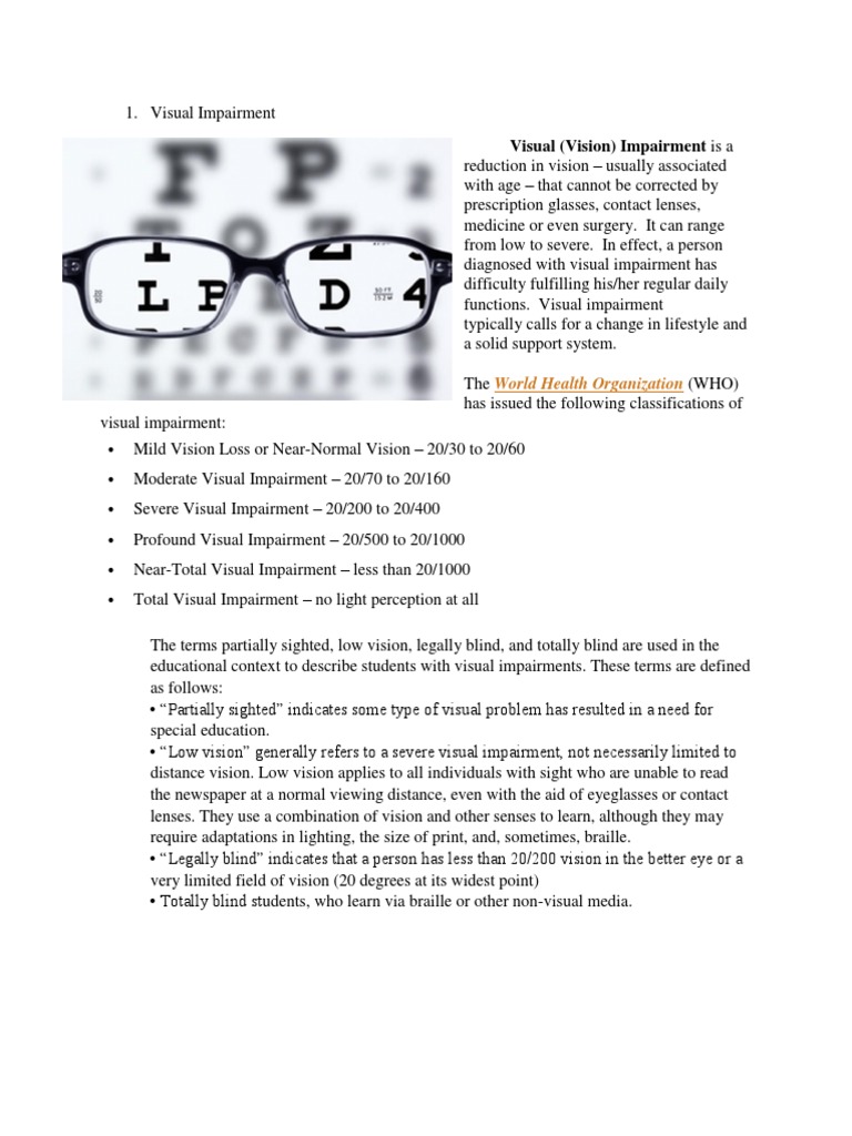 Visual Impairment PDF Visual Impairment Senses