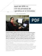 Estudian Papel Del ARN No Codificante en Los Procesos de Regulación Genética en El Cinvestav