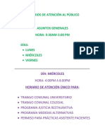 Horarios de Atención Al Público