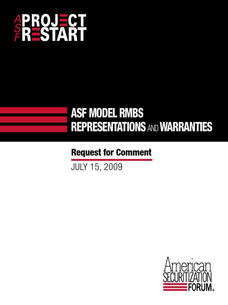 ASF Model RMBS Representations and Warranties PDF Securitization