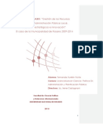 Gestión de los recursos humanos en la administración pública local. Aspectos estratégicos e innovación. El caso de la municipalidad de Rosario 2009-2014.