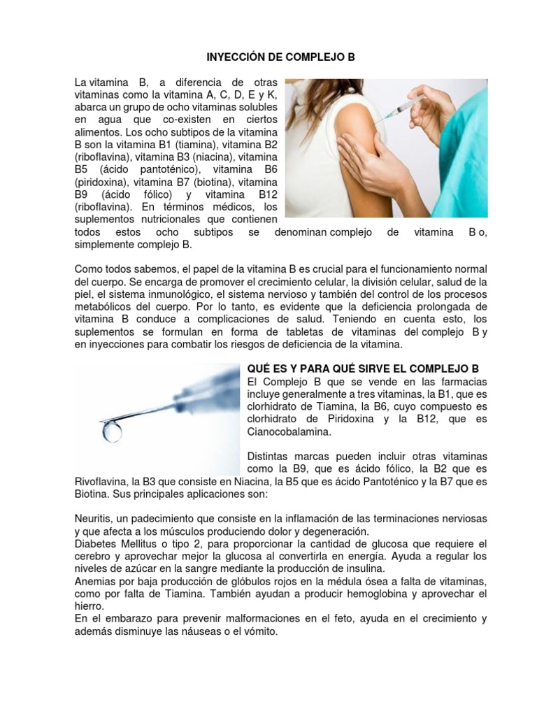 Complejo B Intravenoso Vitamina B12 Vitamina