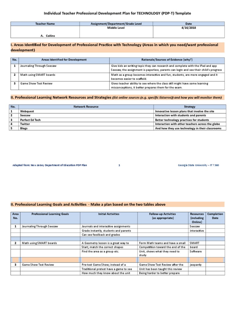 Teacherpdptemplate Revised | Download Free PDF | Teachers | Test ...