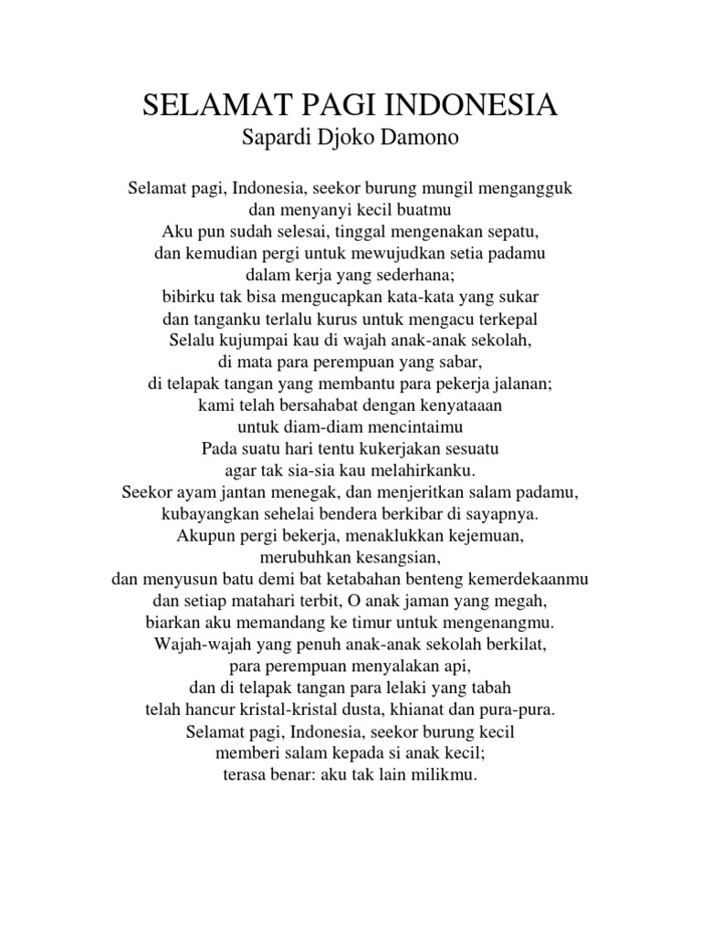 Selamat Pagi Indonesia Puisi Tuca