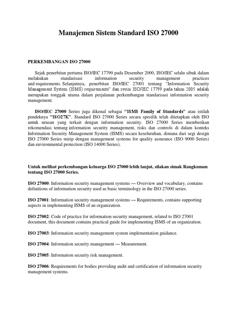 Manajemen Sistem Standard Iso 27000 Computer Security Security