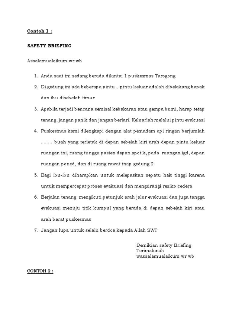 Konsep Safety Briefing | PDF