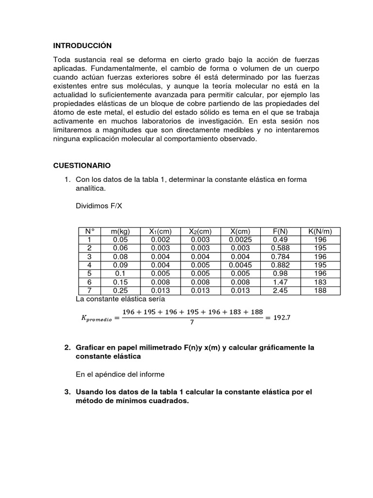 Constante Elastica PDF Elasticidad (Física) Química