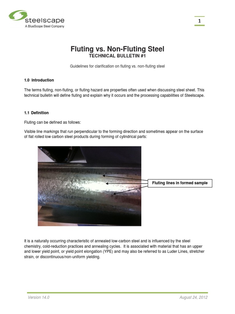 Fluting Vs NonFluting Steel Technical Bulletin V14.0 PDF Annealing