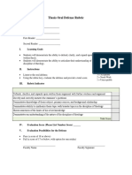 Thesis Oral Defense Rubric