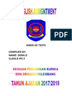 Kinds of Texts Complied By: Name: Dena.D Class:X Ips 2