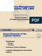 Inventory Management: Distribution, ICS, LMIS: Yasmin Chandani HIV/AIDS Technical Coordinator