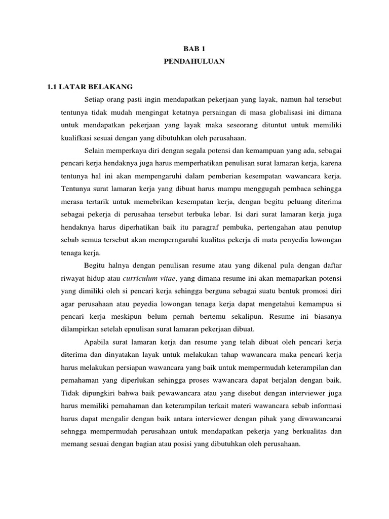 Contoh Surat Lamaran Kerja Di Lpd