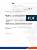 Termo de ciência e responsabilidade sobre senha provisória de equipamento Tecvoz