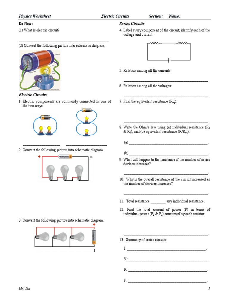 Series Circuit Worksheet Physics Series Circuits Electricity KS3