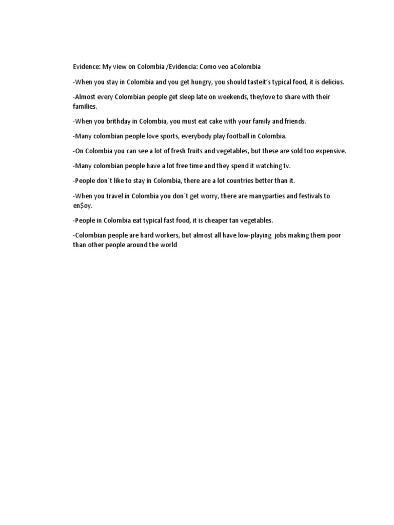 Evidence My View On Colombia | PDF