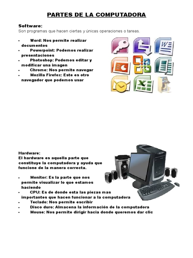 Partes y funciones de la computadora | PDF