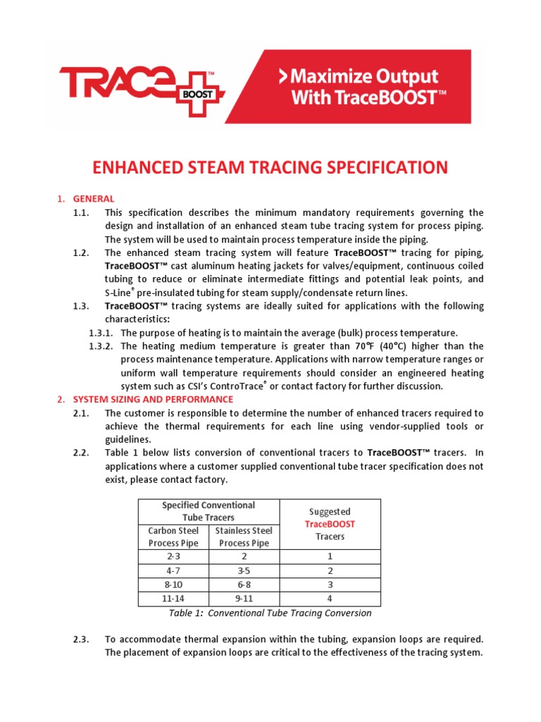 Traceboost Spec PDF | PDF | Thermal Expansion | Pipe (Fluid Conveyance)