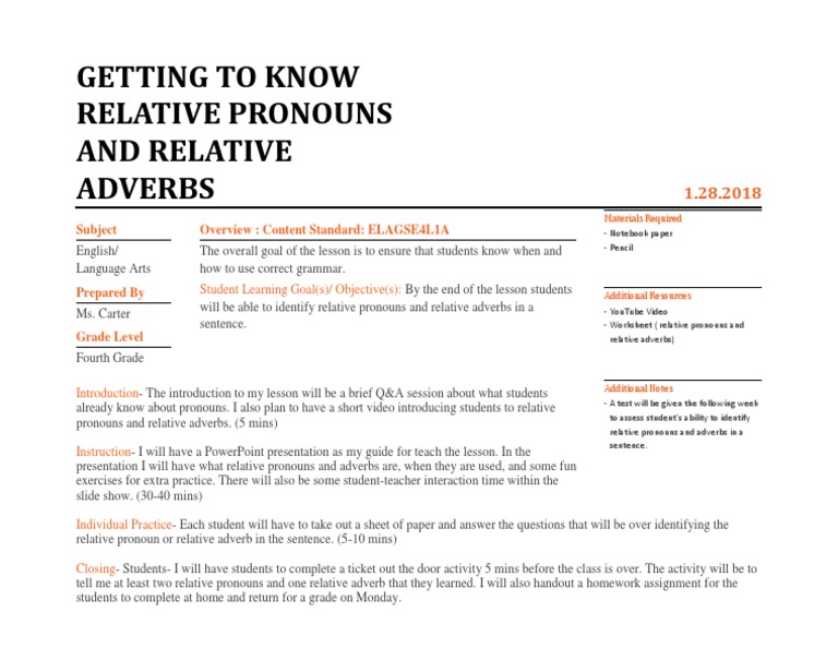 Getting To Know Relative Pronouns and Relative Adverbs | Download Free ...