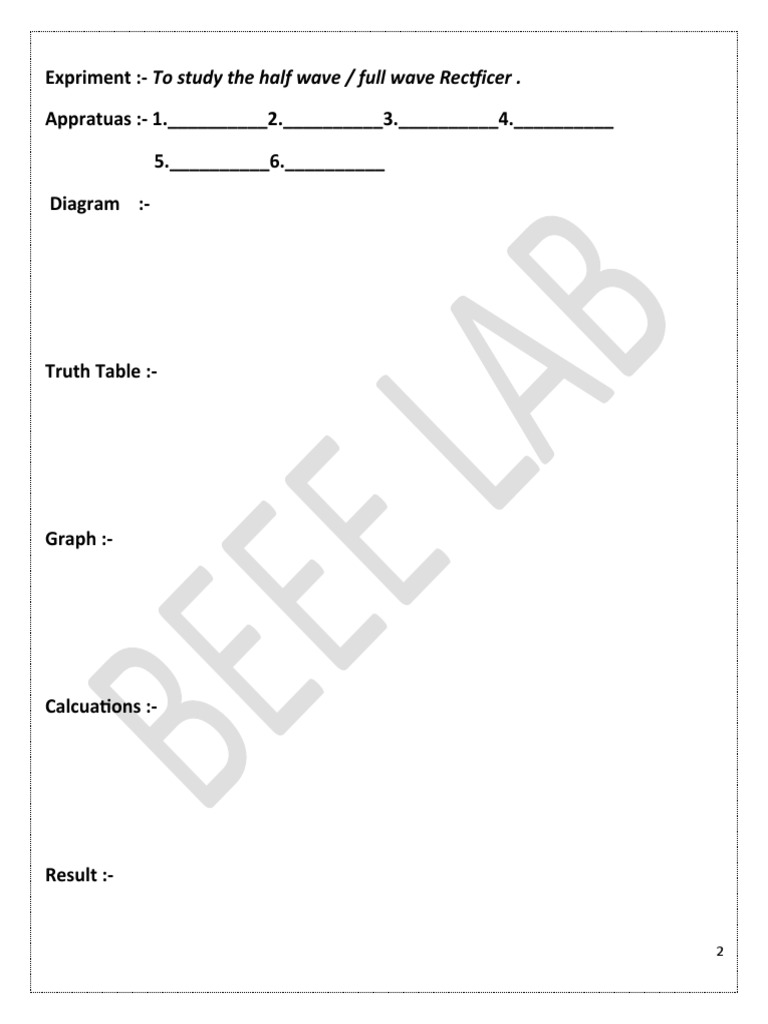 Expriment:-To Study The Half Wave / Full Wave Rectficer - Appratuas ...