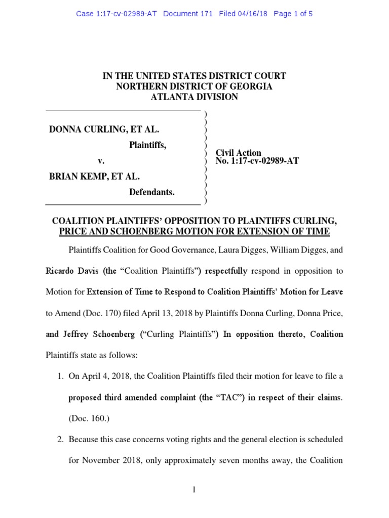 Opposition to Time Extension Motion | PDF | Plaintiff | Complaint