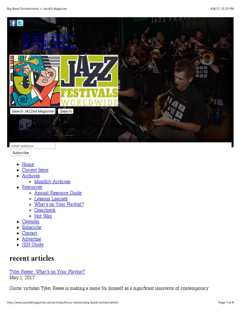 Big Band Orchestration JazzEd Magazine PDF Trombone Elements Of Music