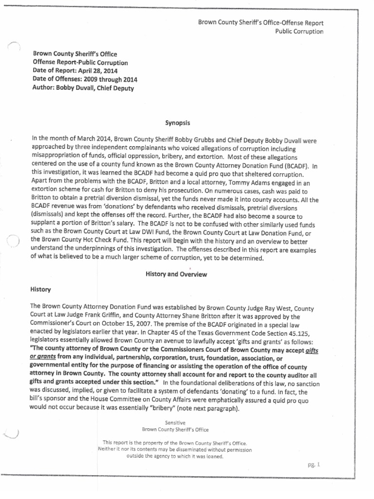 Brown County Sheriff's OfficeBritton Investigative Files PDF