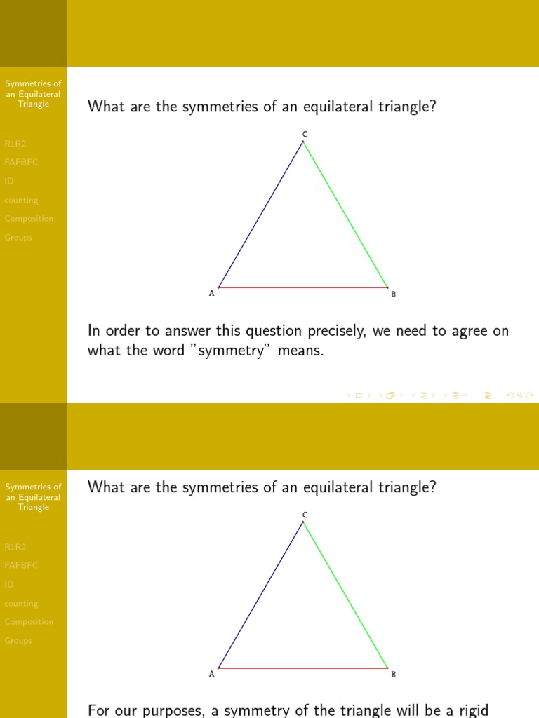Symmetries of an Equilateral Triangle Group (Mathematics) Triangle