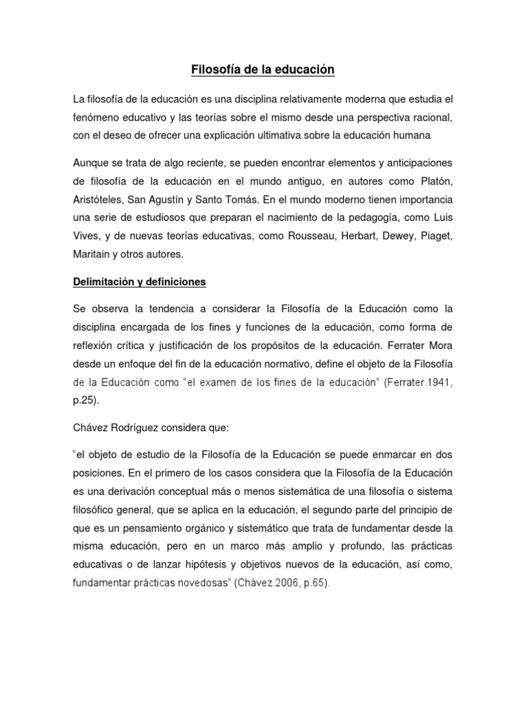 Filosofía de la Educación: Fundamentos y Teorías | PDF | Filosofía de ...