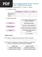 Fichas de Leitura de Alguns Poemas Da Obra "as fadas verdes"