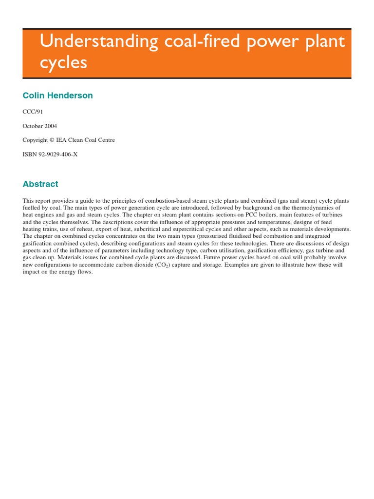 Understanding Coal Power Plant Cycle | PDF | Boiler | Enthalpy