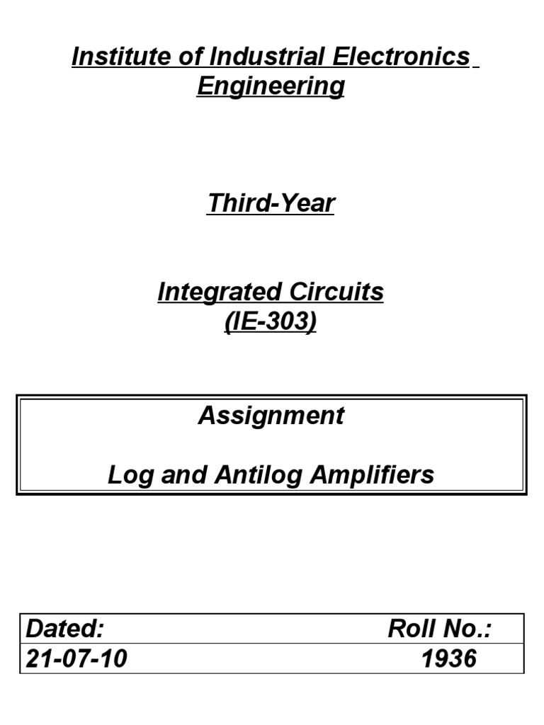 Log and Antilog Amplifiers