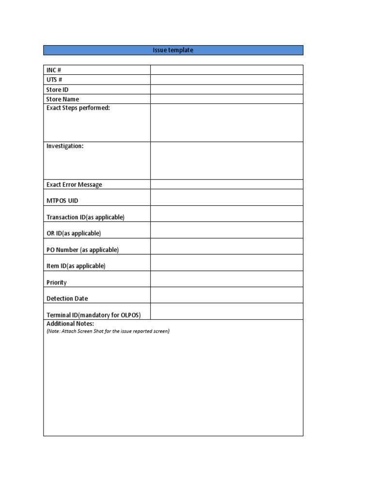 Issue Reporting Template for UTS | PDF | Computers