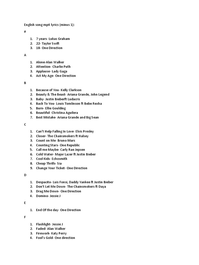 English Song Mp4 Lyrics Minus 1 Justin Bieber Musicians