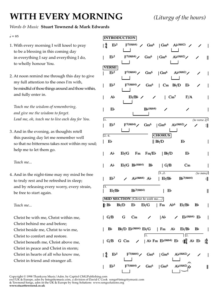 Liturgy of The Hours Chord Chart | PDF | Songs | Leisure