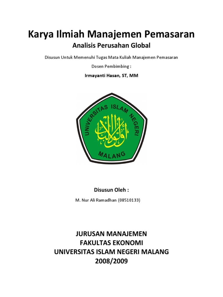 Karya Ilmiah Manajemen Pemasaran