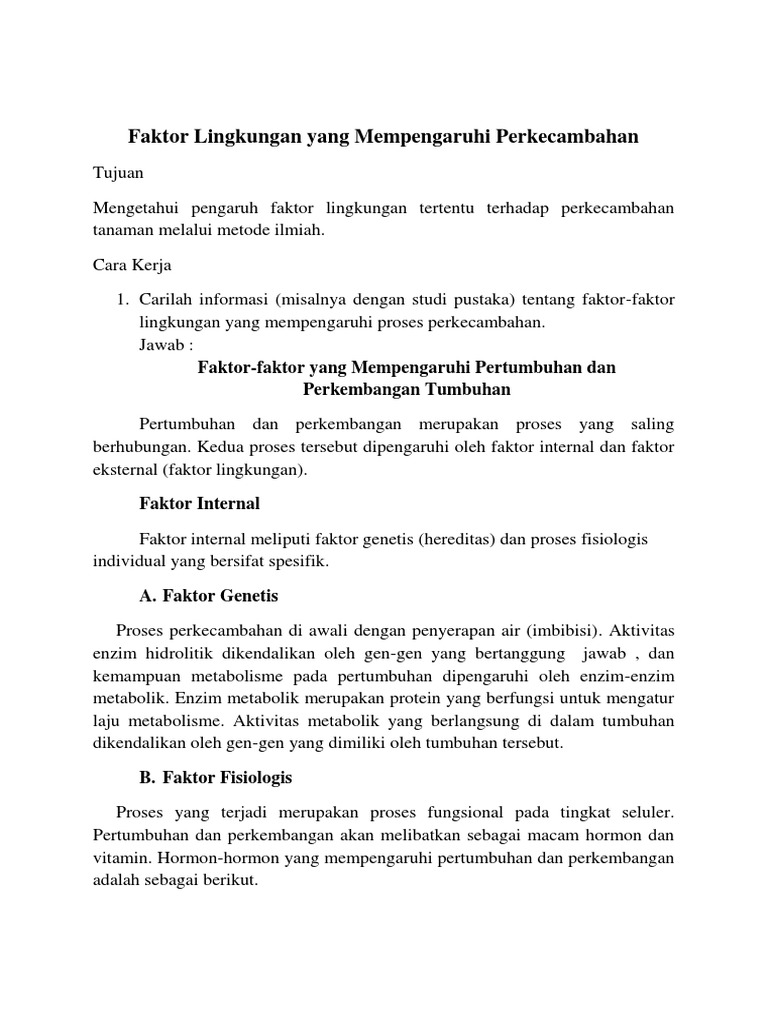 Faktor Lingkungan Yang Mempengaruhi Perkecambahan