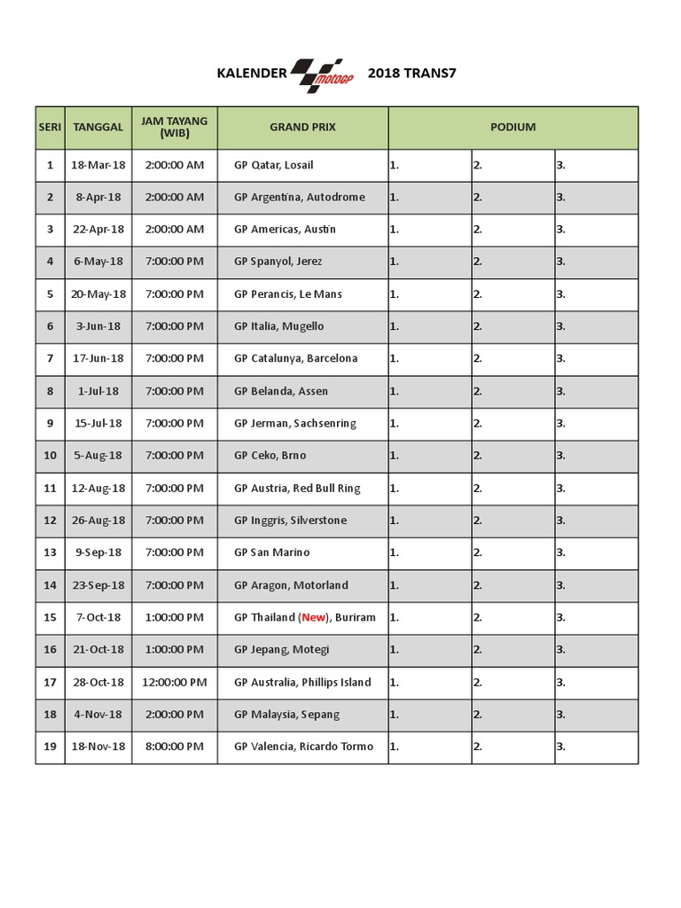 Kalender MotoGP  PDF
