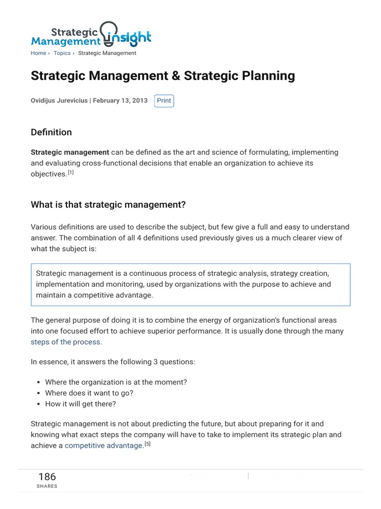Strategic Management - Strategic Management Insight | PDF | Strategic ...