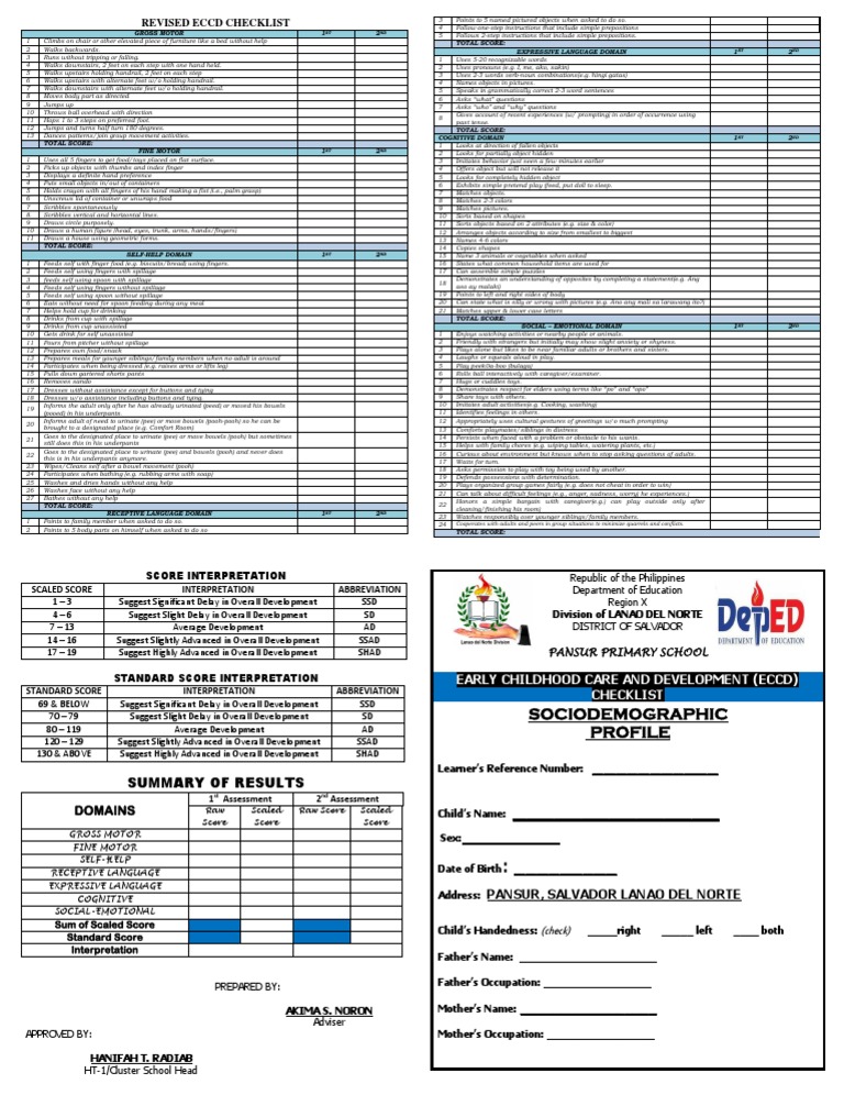 ECCD Checklist 2017 | PDF | Hand | Urine