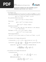 Solutions Examination Calculus I For AE (wi1421LR), Part B