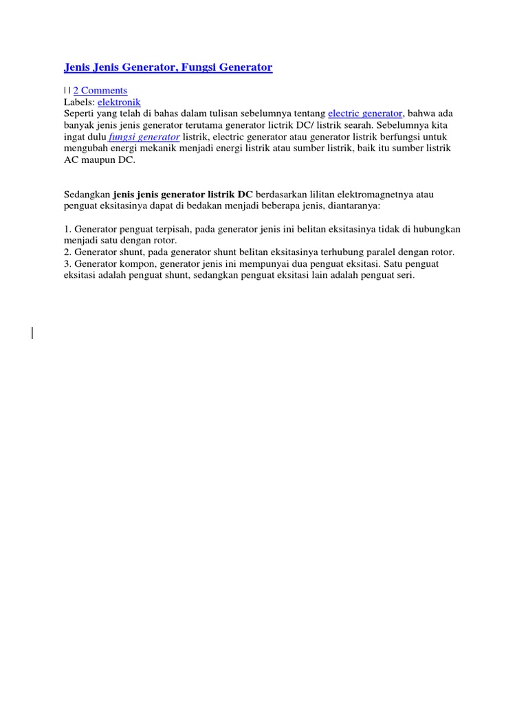 Jenis Jenis Generator | PDF
