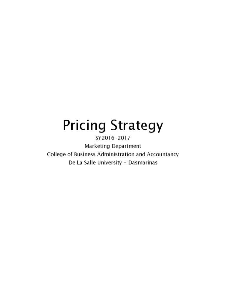 Pricing Strategy Course Overview 2016-2017 | PDF | Pricing | Prices