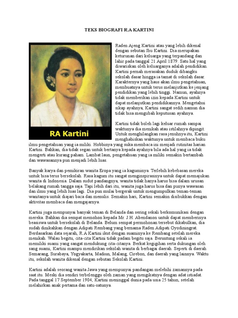 Teks Biografi R A Kartini