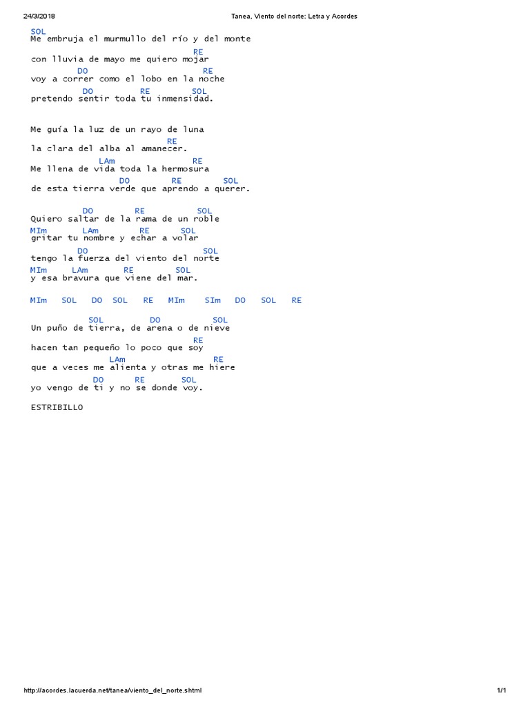 Tanea Viento Del Norte Letra Y Acordes