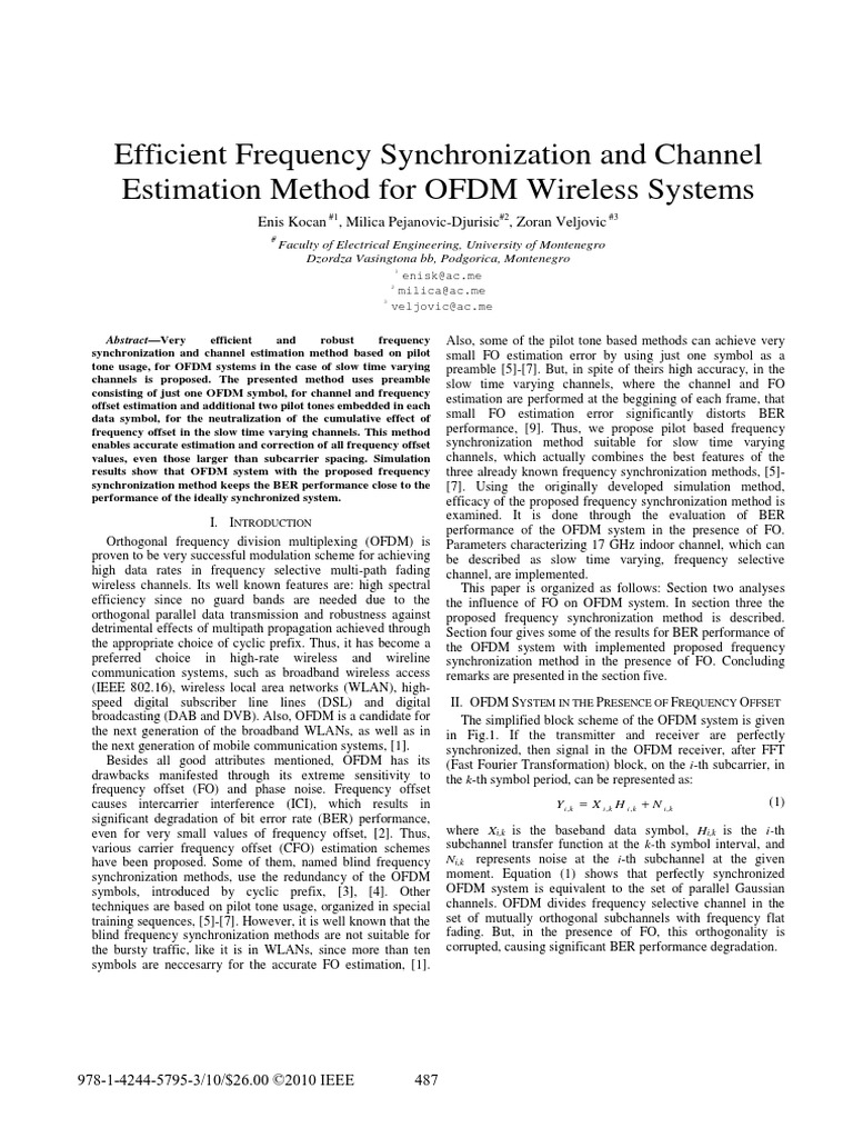 Efficient Frequency Synchronization and Channel Estimation Method For ...