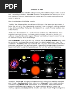 Evolution of Stars