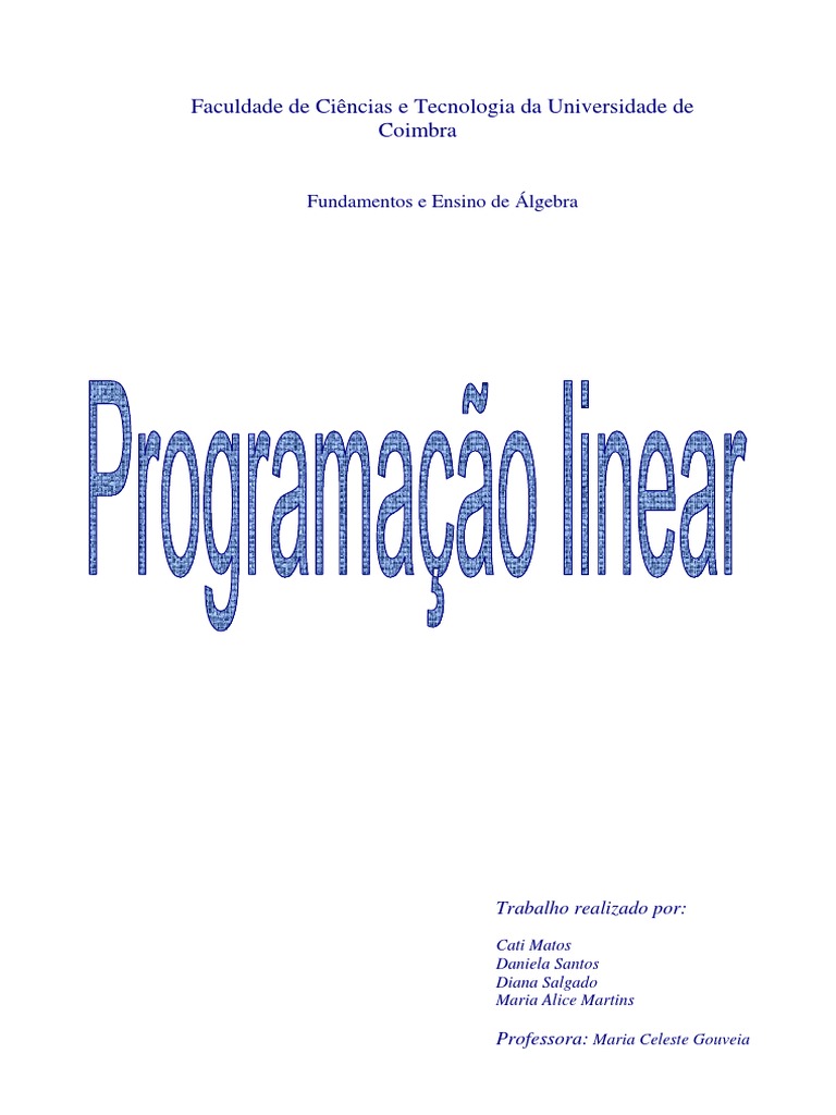 Programacao Linear Fundamentos e Ensino de Álgebra | PDF | Programação ...