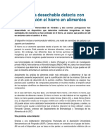 Un Sistema Desechable Detecta Con Más Precisión El Hierro en Alimentos