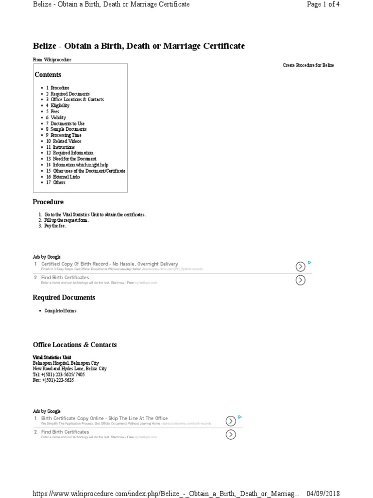 Belize Birth Procedure | Birth Certificate | Document | Free 30-day